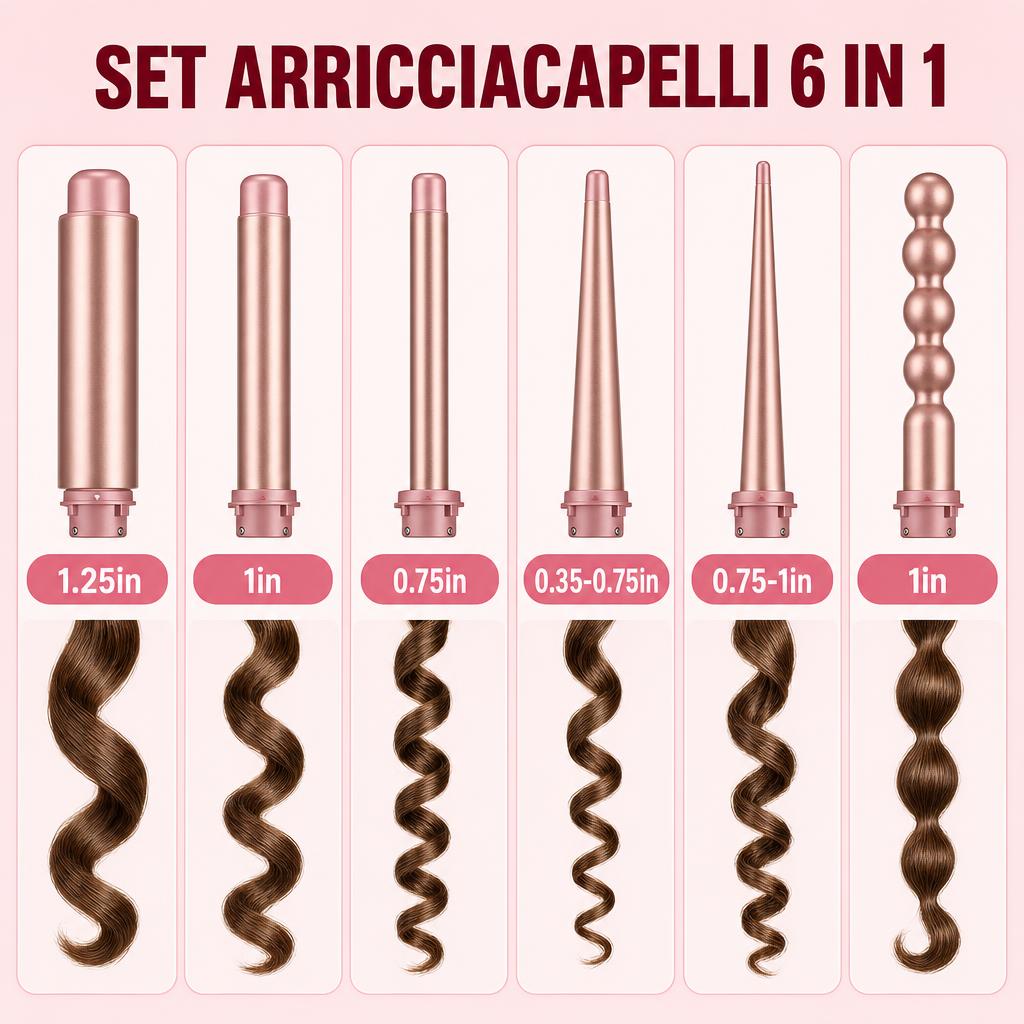 CurlMaster Set Arricciacapelli Professionale 6 in 1